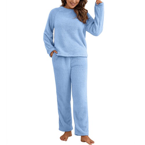 Pigiama donna pile fuzzy set manica lunga sherpa pigiama donna sciolto inverno - Foto 9 di 19