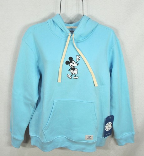 Life is Good Disney Mickey Mouse Women's L Blue Long Sleeve Hoodie Top NWT