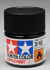 Tamiya Acrylic X-18 Semi Gloss Black Paint Jar 81518