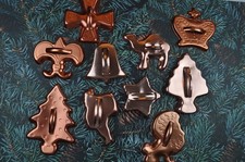 Vintage Mirro Copper Aluminum Cookie Cutter Set 10 Holiday Themed