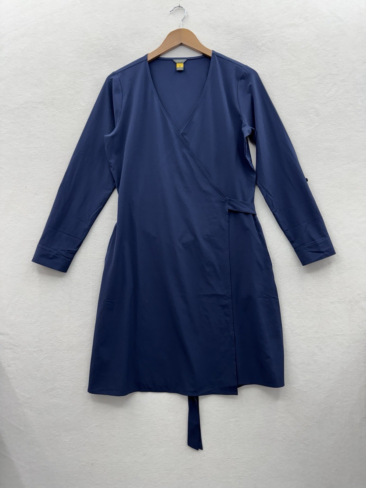 Eddie Bauer Travex Women’s Medium Blue Long Sleeve Wrap Dress UPF Quick Dry