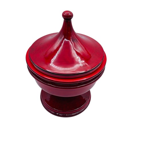 Vintage Alvino Bagni Raymor Pottery Jar Lidded Red Apothecary 8”x6” - Picture 3 of 11