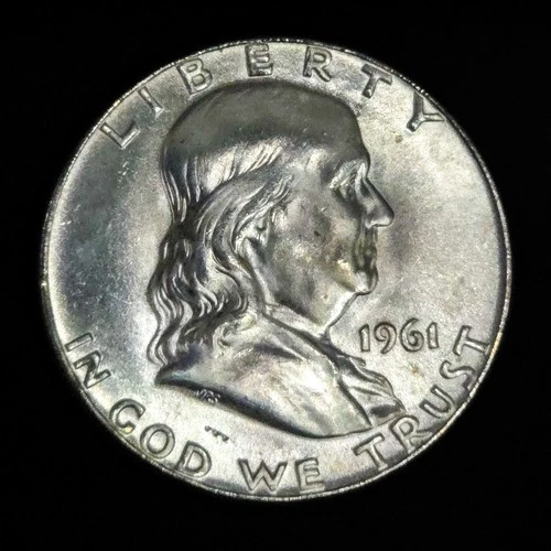 1961-D Franklin Half Dollar 90% Silver Uncirculated Brilliant Luster High Grade