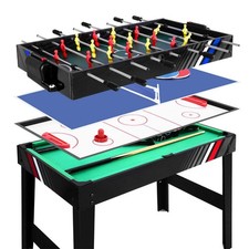 NNEDSZ 4FT 4-In-1 Soccer Table Tennis Ice Hockey Pool Game Football Foosball Kid