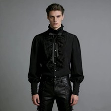 Medieval Gothic Priest Costume Victorian Punk Vampire Cosplay Pirate Shirt Tops