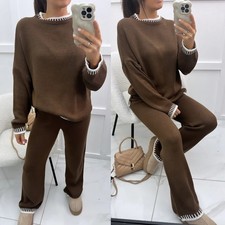 Ladies Premium Knitted 2 Piece Co-Ord Sets Winter Acrylic Loungewear sizes 8-16