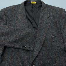 Harris Tweed Sport Coat Mens 46R Dark Gray Blazer Herringbone Anderson Little