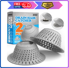 Zaa Bathtub Drain Hair Catcher 2 Pack Silicone Collapsible Drain Protector New