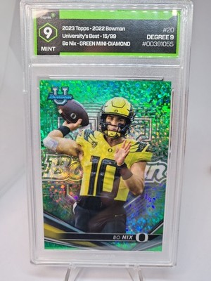 2022 Bowman's Best University Green Mini Diamond Refractor Bo Nix /99 MINT 9