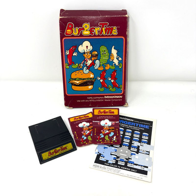 MATTEL BURGERTIME INTELLIVISION 1982 CIB Complete with Manual and Overlays