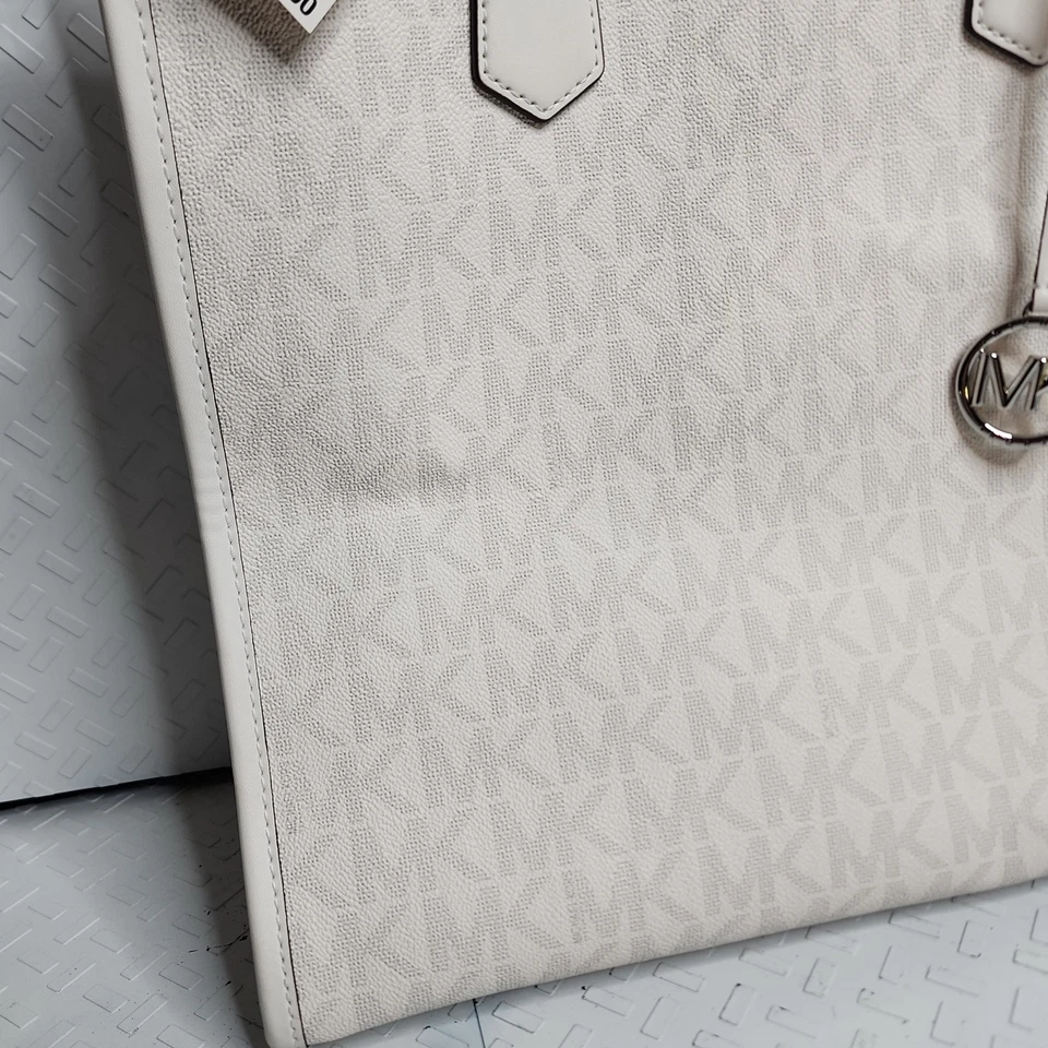 Nuevo con etiquetas Bolso de Mano Michael Kors Grande Arce NS Óptico Blanco Firma Logo Cartera para Mujer Foto 3 de 4