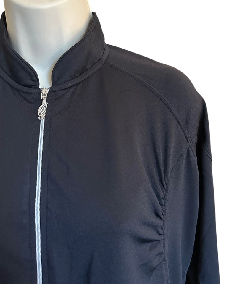 Oxford Golf Women's Long Sleeve Full Zip Jacket w/ Pockets Stretch Size S Black - Imagem 4 de 4