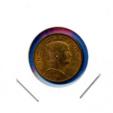 Lot of 5 Mexico 5c Cent Cinco Centavos Mexican Coins 1957 1958 1965 1966 1968