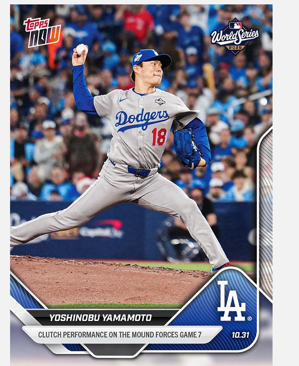 Yoshinobu Yamamoto 2025 MLB TOPPS NOW 916 World Series WIN Presale