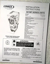 LENNOX Furnace Manual Gas Elite Series G61MP Guide Instruction Booklet