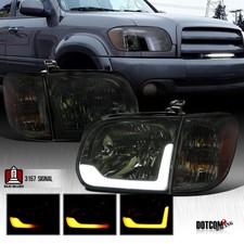 Fit 2005-2006 Tundra Sequoia Smoke Sequential LED Bar Headlights+Corner Signal