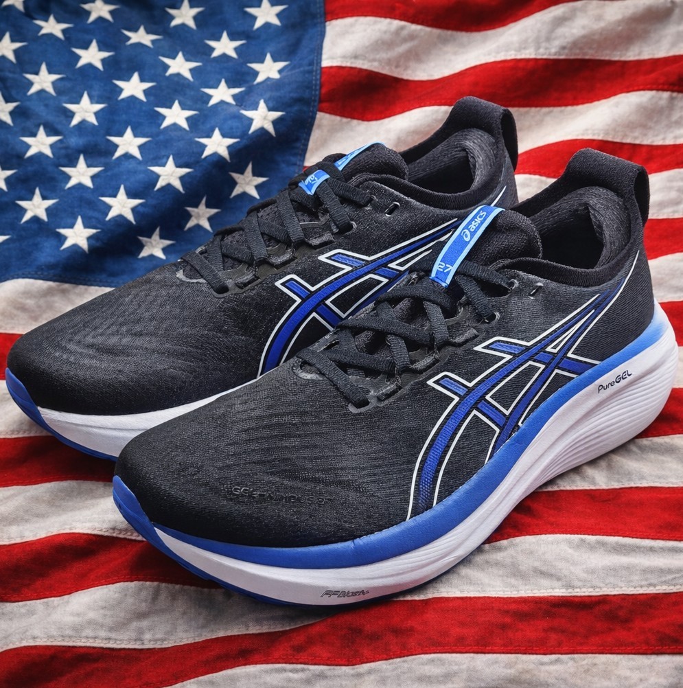 Asics Gel NIMBUS 27 BLACK/BLUE/WHITE Running Shoe SAMPLE [1011B958
