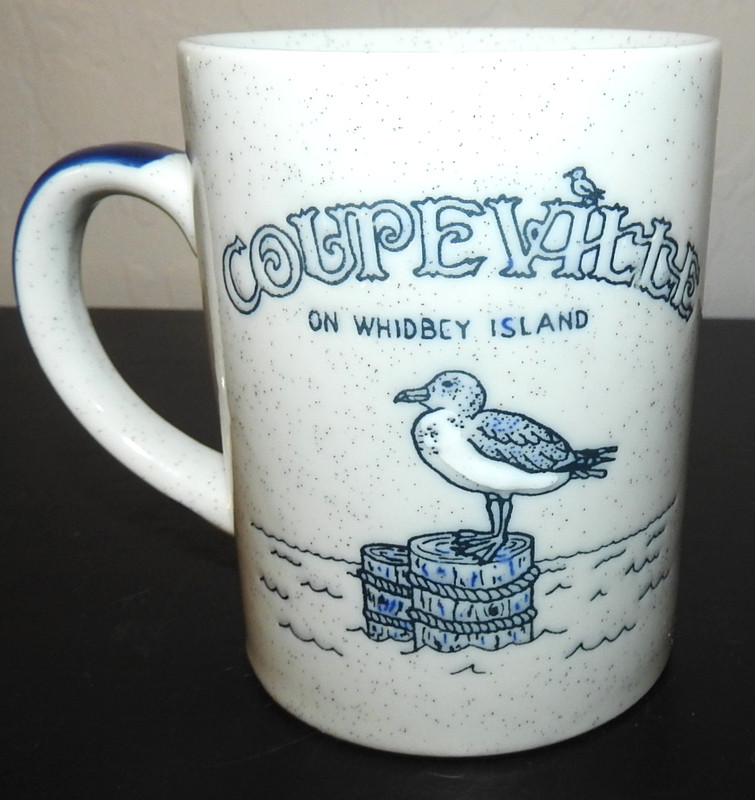 Coupeville Whidbey Island Embossed Blue Speckled Ceramic Coffee Mug Washington