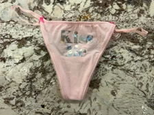 True Vintage Victoria's Secret PINK Lace Back Low Rise V-String Panty One Size