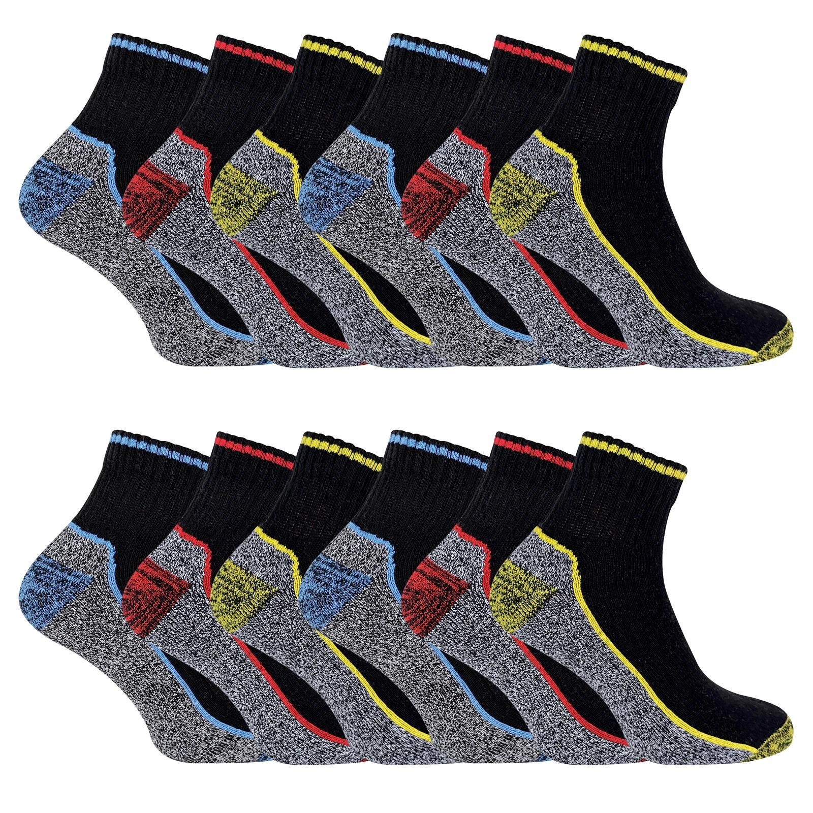 Sock Snob - Mens Bamboo Reinforced Ankle Work Socks 12 Pack Boot Socks