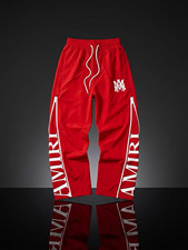 AMIRI Men's Size M Red/White Logo Track Pants Drawstring Elastic Waist