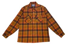 Vintage Pendleton Plaid Board Shirt Size S/M 60s Loop Collar Flap Pockets Autumn