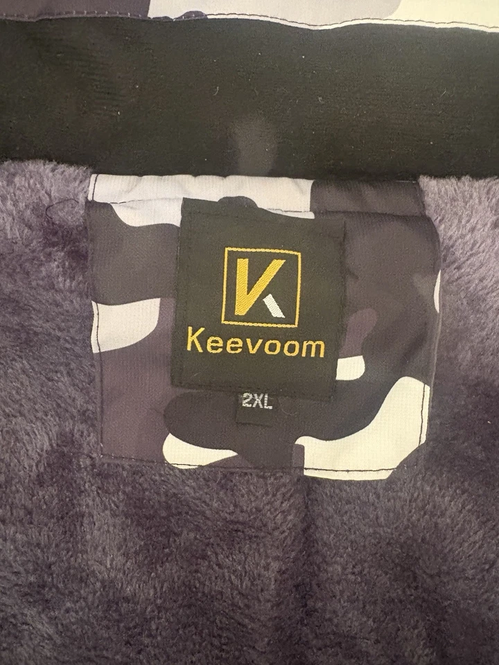 Keevoom Hombre Impermeable Esquí Chaqueta Blanco y Negro Camuflaje Piel Forro Talla XXL Foto 3 de 4