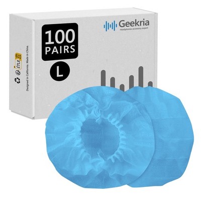 Geekria 100 Pairs Disposable Headphone Ear Covers (L / Blue)