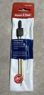 Weems & Plath 262 6'' Matte Nickel Fixed Point Divider Nautical Navigation Tool
