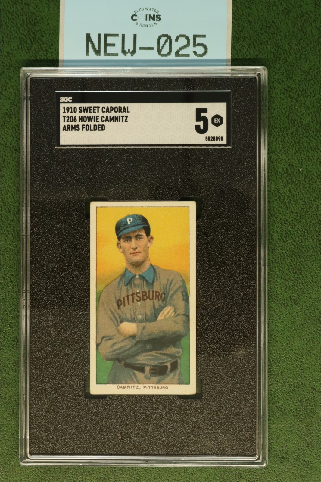 1910 SWEET CAPORAL T206 HOWIE CAMNITZ ARMS FOLDED SGC 5 BASEBALL NEW-025