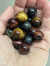 17 Natural Tiger Eye Stone Beads Loose Beads Sz Shown In Photos