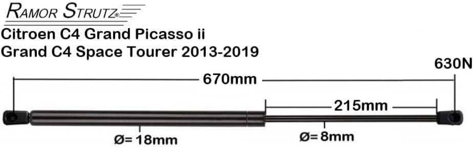 Ramor Strutz 2x Tailgate Gas Struts for Citroen C4, Grand C4, Space Tourer 13-19
