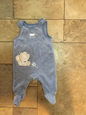 Mothercare blaue Velours Latzhose kleiner Elefant bis zu einem Monat super Zustand