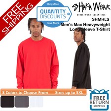    Shaka Wear Men Max Heavyweight Long Sleeve T-Shirt Up To 5XL SHMHLS