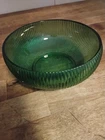 VTG E.O Brody Co. Emerald Green Ribbed Glass Bowl 6.5" D Cleveland OH. USA
