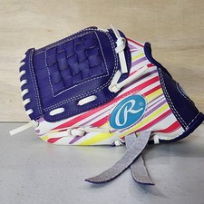 Rawlings Storm Basket-Web 10 Inch Youth Baseball Glove Right Hand White Purple