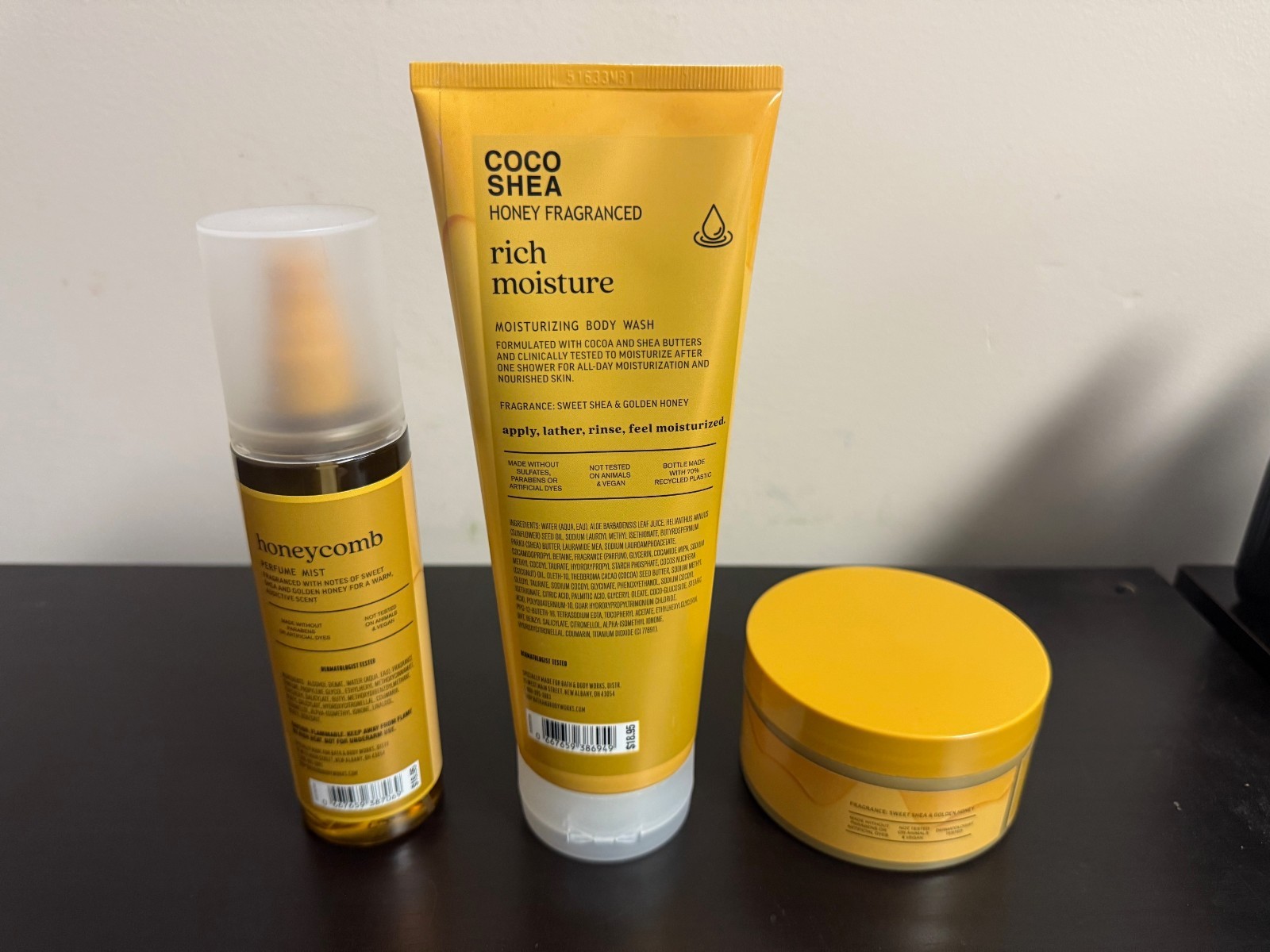 3 PC Bath & Body Works COCO SHEA Perfume Mist & Body Wash & Body Butter