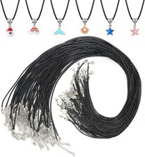 Paxcoo 50Pcs Black Waxed Cotton Cord, 24 Inch Necklace 24 Inches,