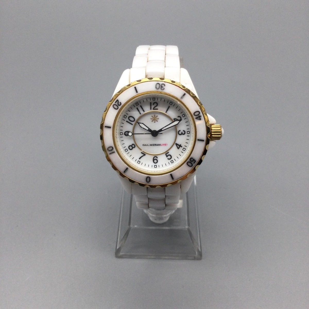 Isaac Mizrahi Live Womens Watch 34mm White Dial White Ceramic New