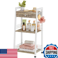 Gewudraw 3-Tier Ladder Shelf with Drawer Bathroom Floor Storage Freestanding Tow
