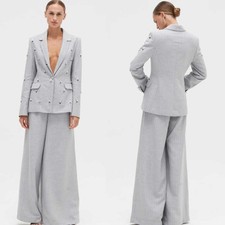 Beaded Women's Striped Suit Crystals Jacket Modern Wedding Business Formal