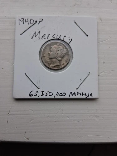1940 (P) Mercury Dime 90% US Silver, Winged Liberty Good Condition Natural Tone