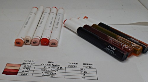 Ohuhu pink Series Alcohol markers with    REFILL Lot 5