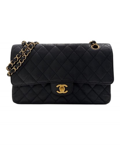 CHANEL Matelass Matelasse Double Flap Shoulder Bag Black #520