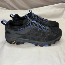 Merrell Moab 3 Waterproof Women Hiking Trail Shoes Black Blue Vibram Size 7.5