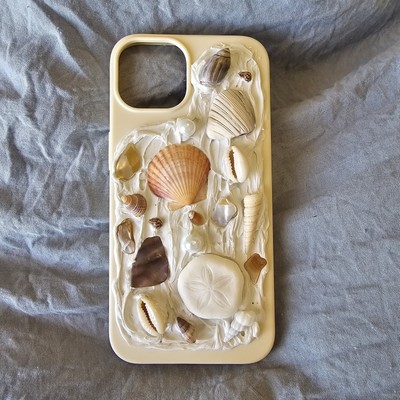 Iphone 13 Silicone Case Cream Off-white Sea Shell Nautical Handmade Real Shell