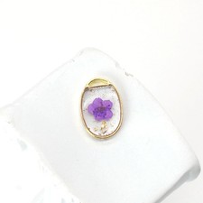 6PCS Gold Tone Real Dried Daffodil Flower Resin Charm Pendant Purple GYX1006