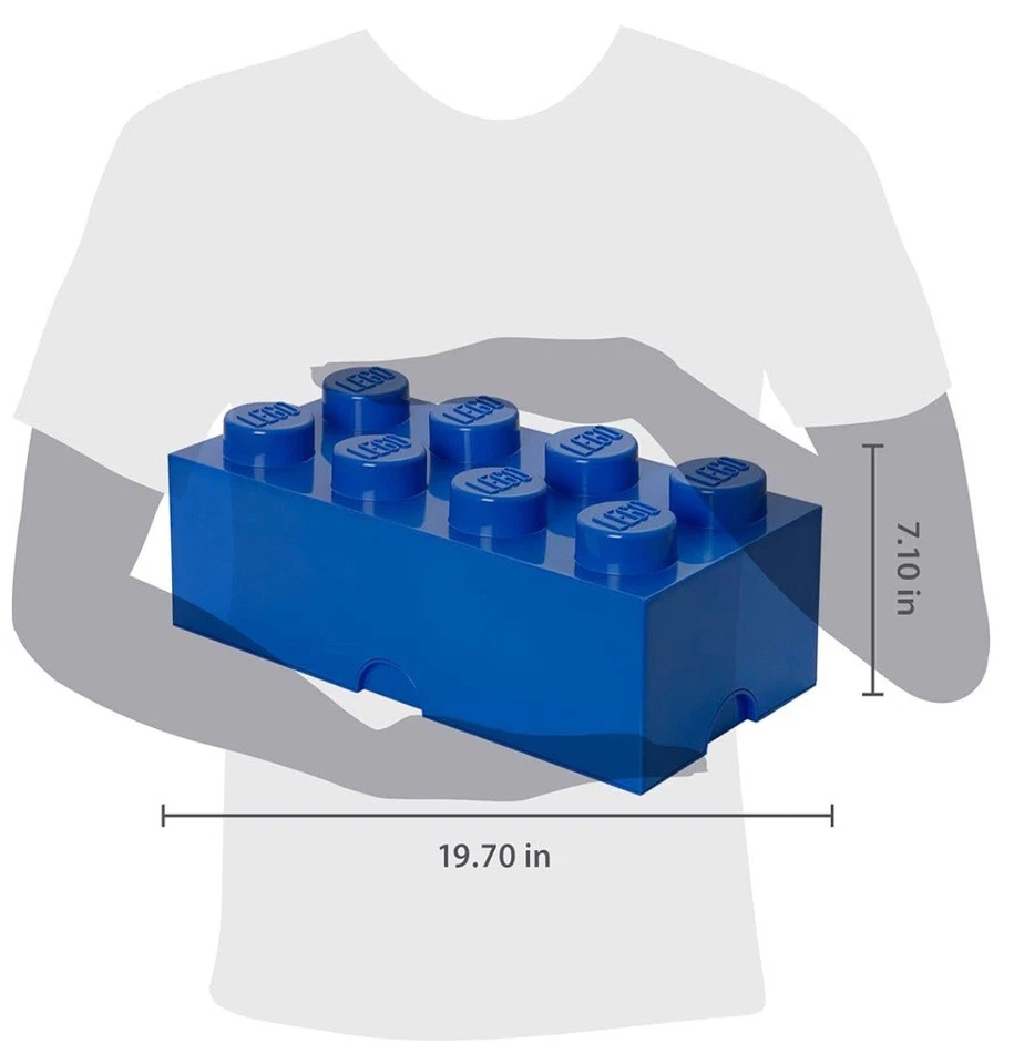 LEGO 8 Knob Stackable Storage Brick, 19.7" x 9.8" x 7.1" (Blue) - Image 3 of 4