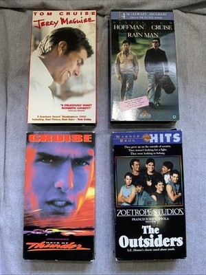 4 - Tom Cruise VHS Movie Collection Jerry Maguire Rain Man Days Of Thunder Vtg 