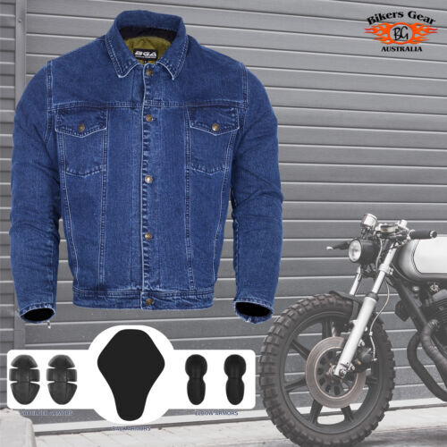 Herren Motorrad Blau Ce Schutzpolster Motorrad Jeans Jacke Mit